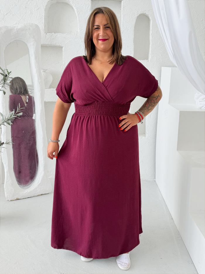 Nemačkavé maxi šaty Lady do 3XL burgundy