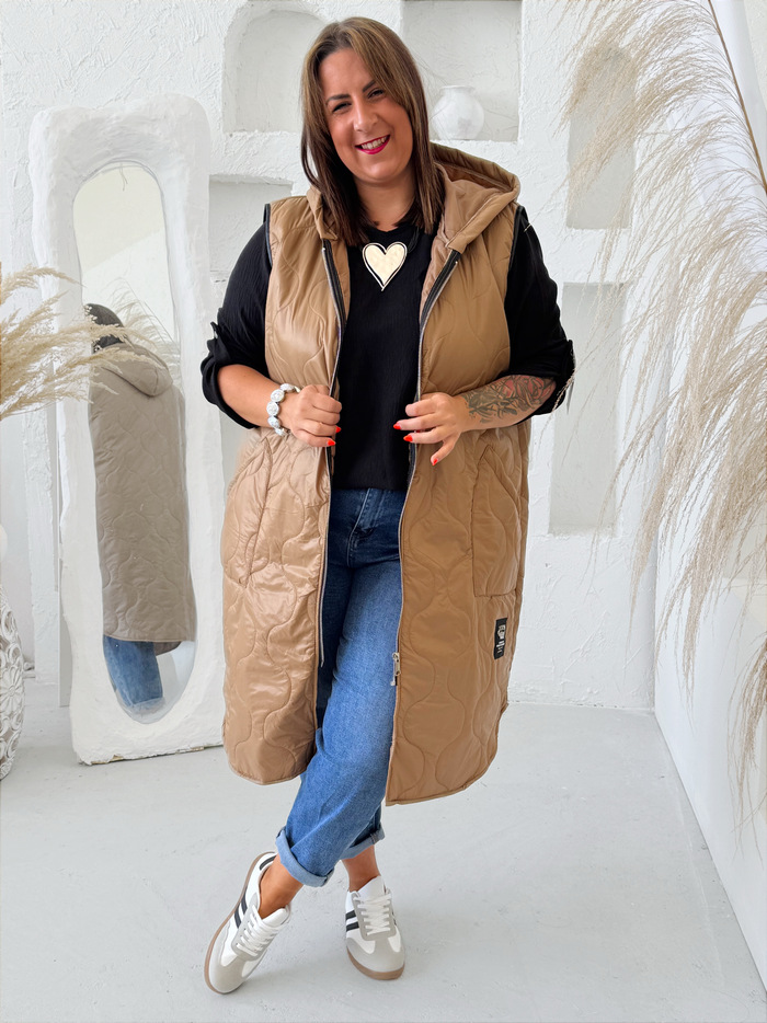 Prošívaná vesta do 4XL camel