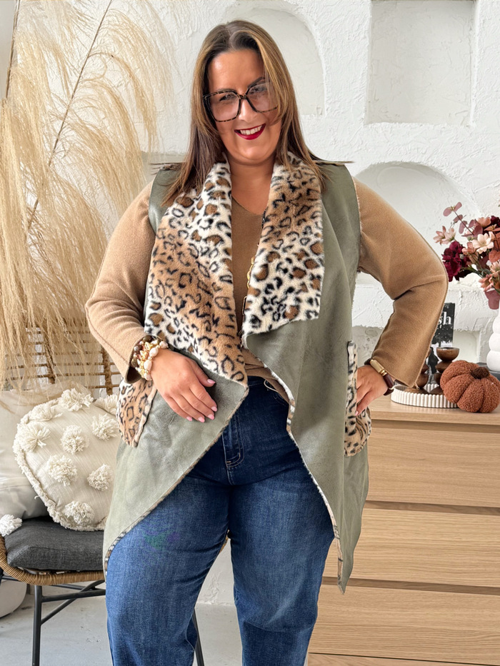 Oboustranná vesta Leopard khaki 