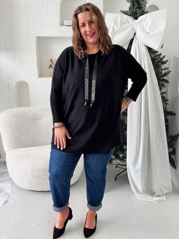 Elegantní tunikový svetr Luxury černá