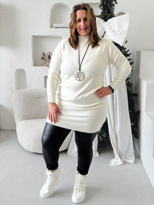 Úpletové šaty Magda do 4XL - krémově bílé