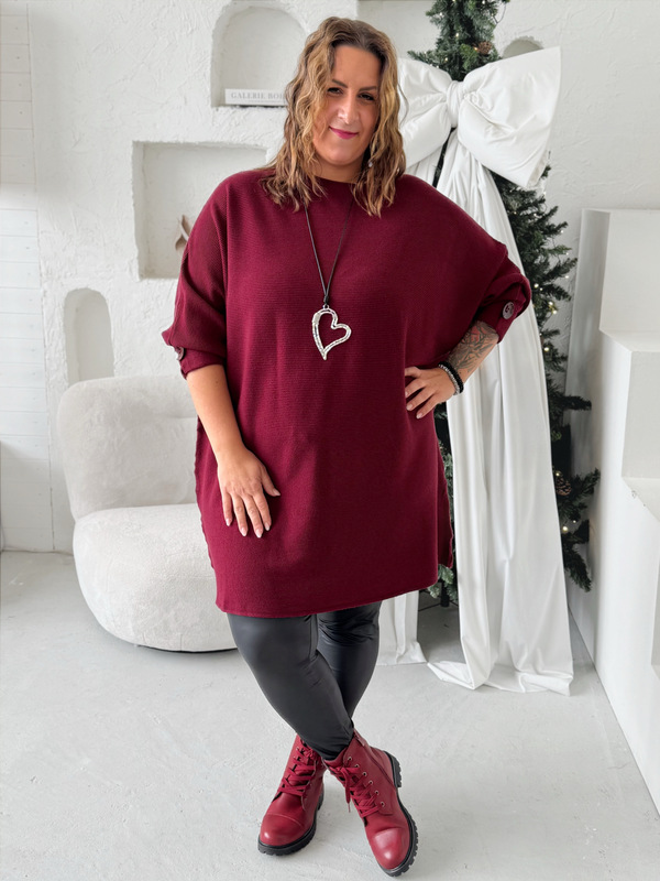 Oversize tunikové šaty Holie do 5XL burgundy