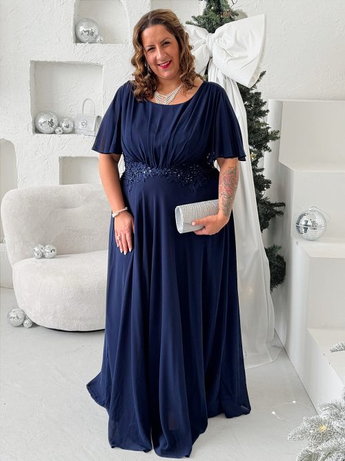 Plesové šaty Abbai do 4XL tmavě modré