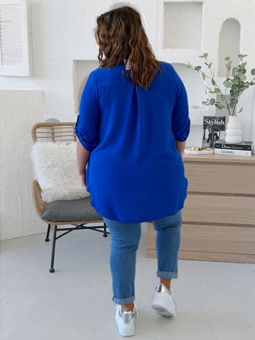 Košilová halenka Nancy do 3XL - královsky modrá 