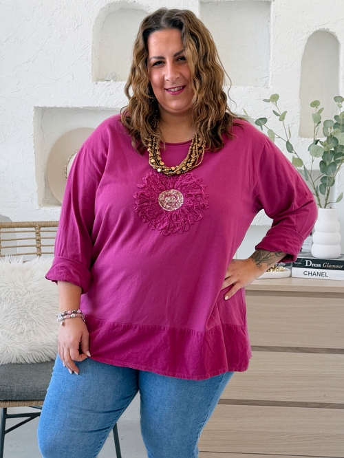 Stylové tričko Natalia do 4XL - fuchsiová 