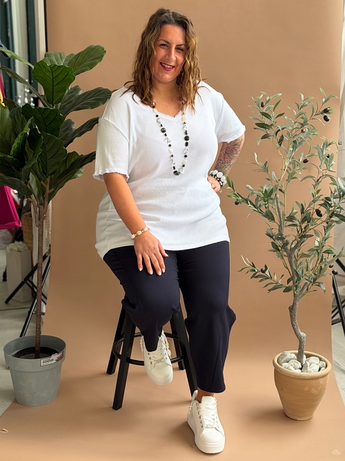 Žebrované tričko Basic do 4XL bílé