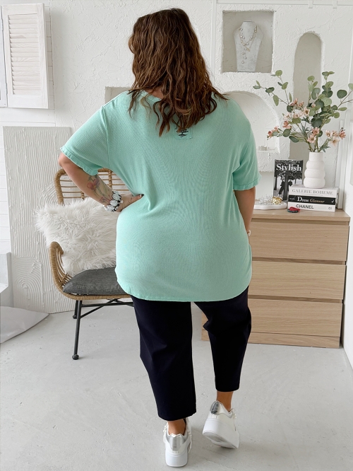 Žebrované tričko Basic do 4XL mintové