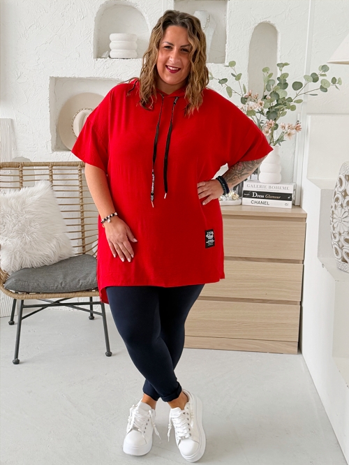 Halenka Sporty z nemačkavého materiálu - červená