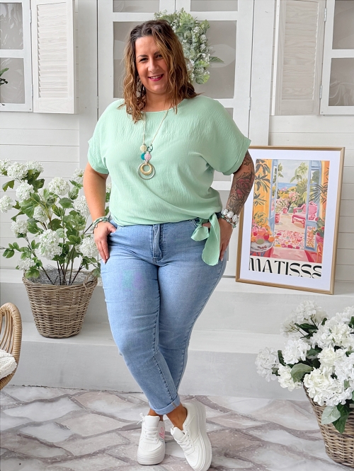 Halenka Julia se zavazováním do 3XL mint světlý