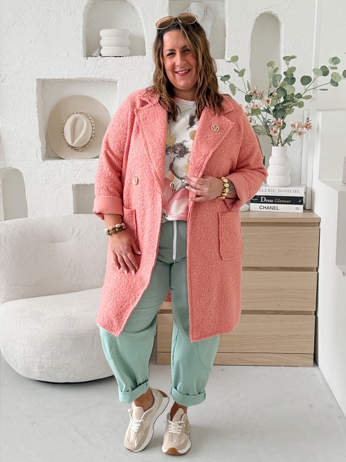 Kabát Luna Bouclé do 3XL - losos