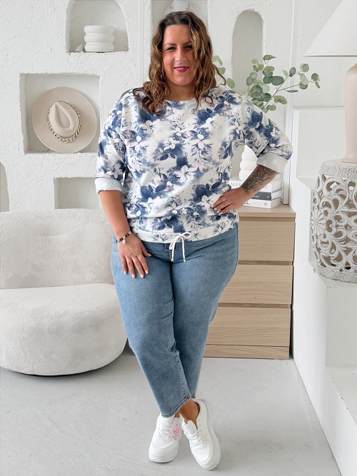 Mikina Spring Flowers Blue do 3XL 