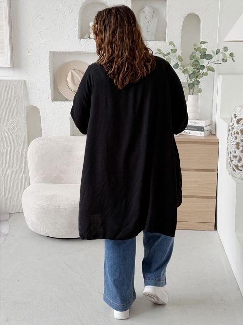 Lehounký cardigan z nemačkavého materiálu do 4XL černý