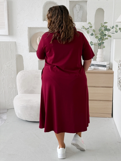 Bavlněné sportovní šaty Bonie do 4XL bordo