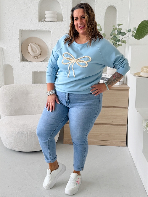 Máslová mikina Woman Bow do 3XL - modrá
