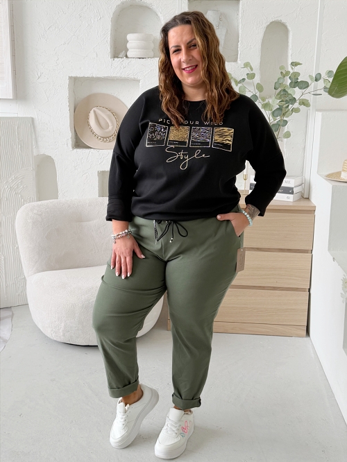 Strečové kalhoty elastické Sporty VĚTŠÍ do 5XL KHAKI