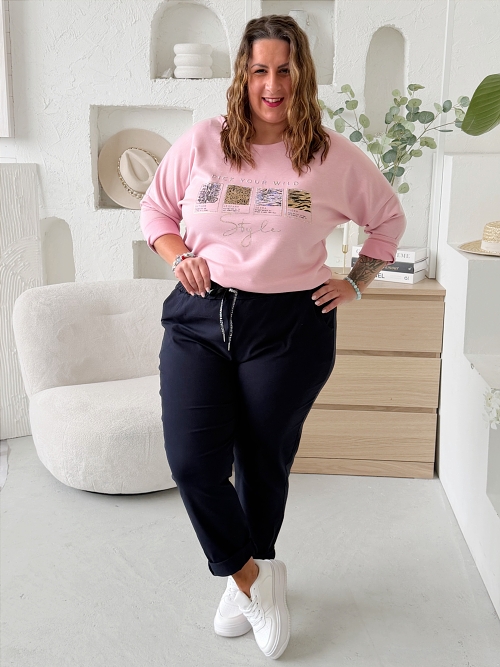 Strečové kalhoty elastické Sporty VĚTŠÍ do 5XL TMAVĚ MODRÉ