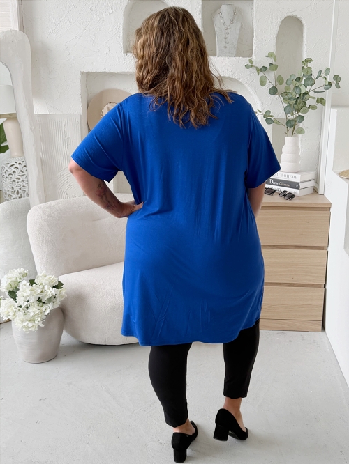 Tunikové šaty Viola zip krátký ruk. do 4XL - královsky modré