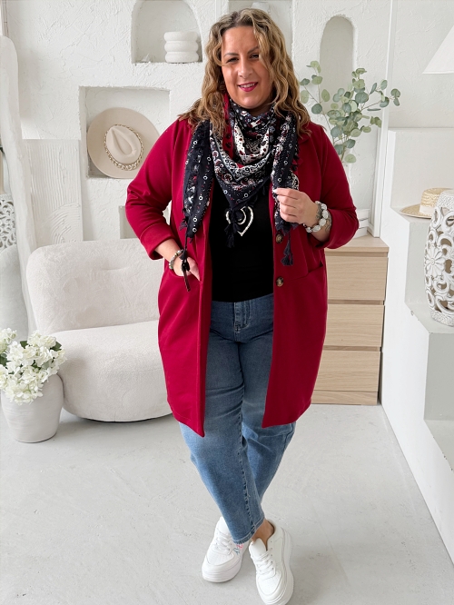 Delší máslové sáčko Gloria do 3XL - vínové