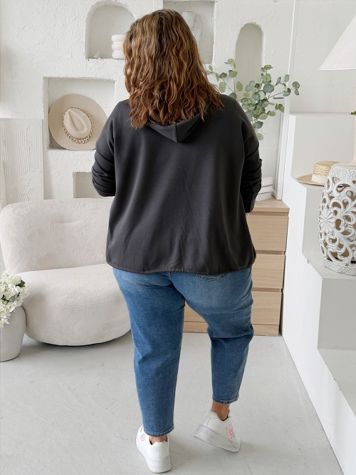 Máslová mikina na zip Jefry do 3XL - tmavě šedá