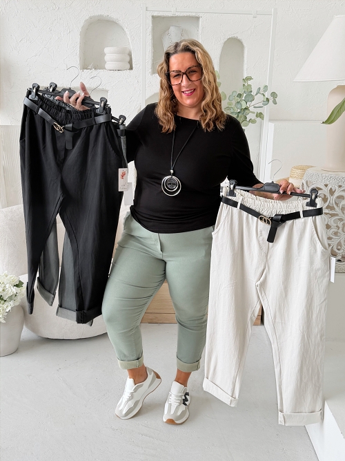 HIT!!! Superstrečové kalhoty Stella do 4XL - khaki
