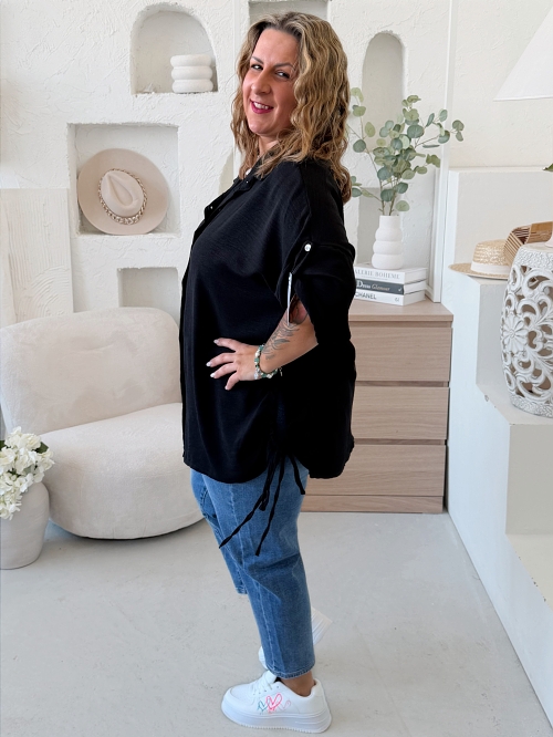 Košile s vázáním Donna do 5XL - černá