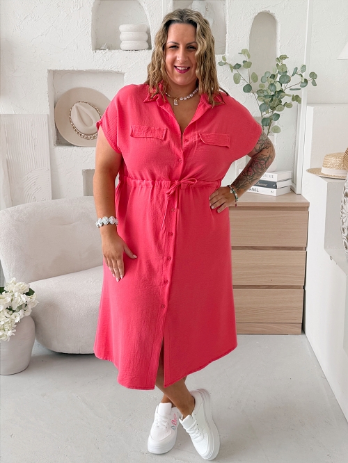 Košilové šaty Olivia do 4XL - lososové 