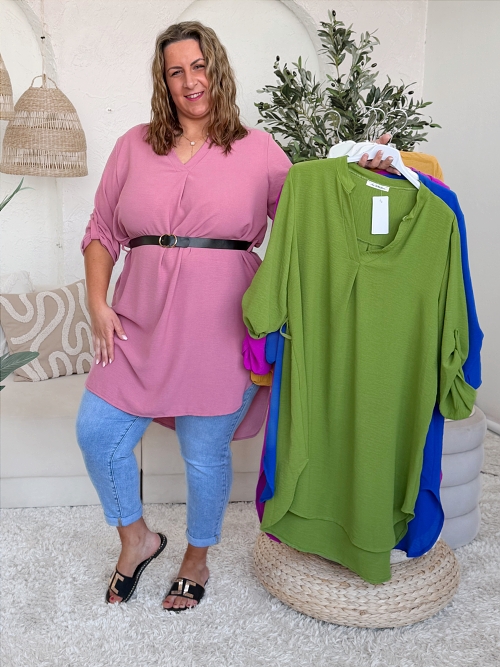 Tunikové šaty Bella do 3XL - starorůžové