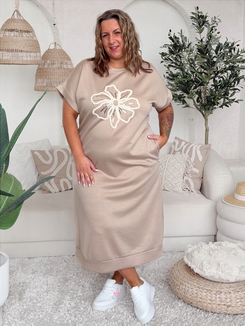 Máslové šaty do 4XL Flower FANGO
