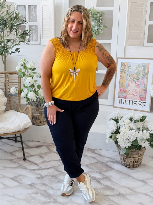 Superelastické tílko do 4XL hořčicové