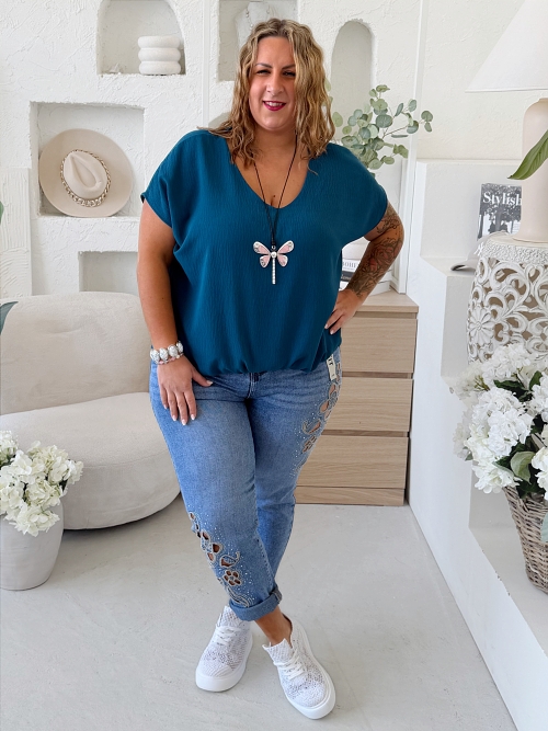 Halenka Brenda do 3XL - petrolej 