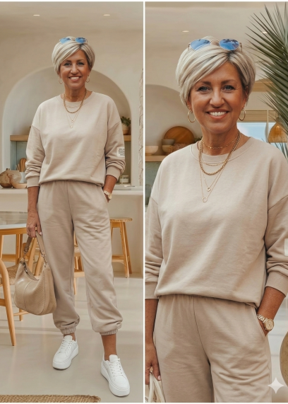 Máslová tepláková souprava Chica od S do 2XL - růžová