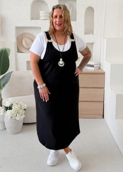 Lacláčové šaty s tričkem černé do 2XL