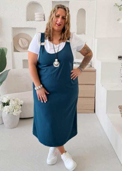 Lacláčové šaty s tričkem petrolej do 2XL