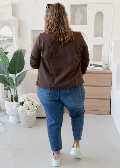 Bunda alá broušená kůže do vel. 50 - čokoláda