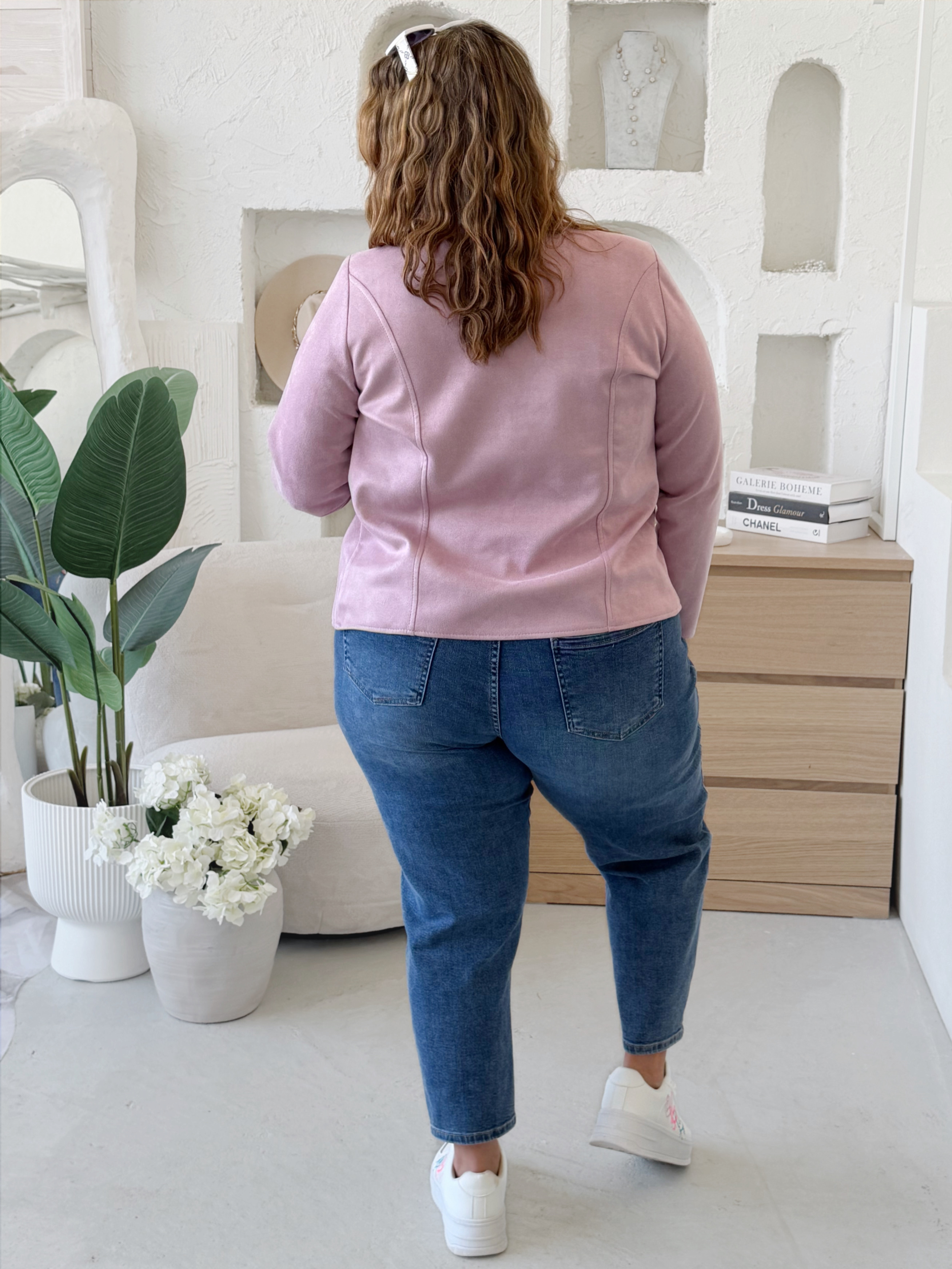 Bunda alá broušená kůže do vel. 50 - starorůžová 