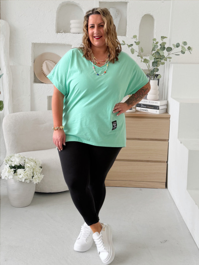 Bavlněné tričko do V Symbol do 4XL - mintové