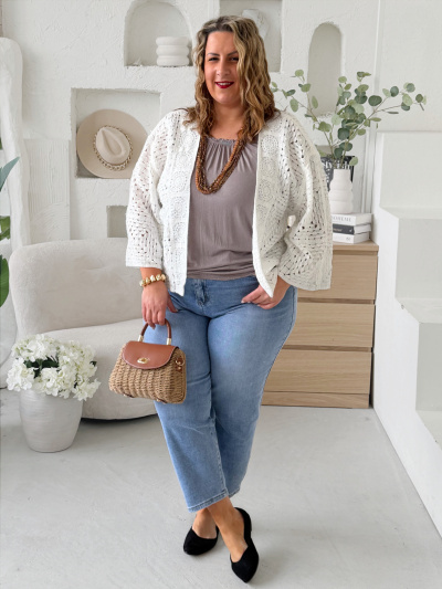 Pletené sáčko do 4XL - bílé 