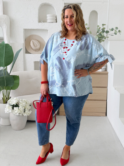 Volná halenka CikCak do 4XL - modrá