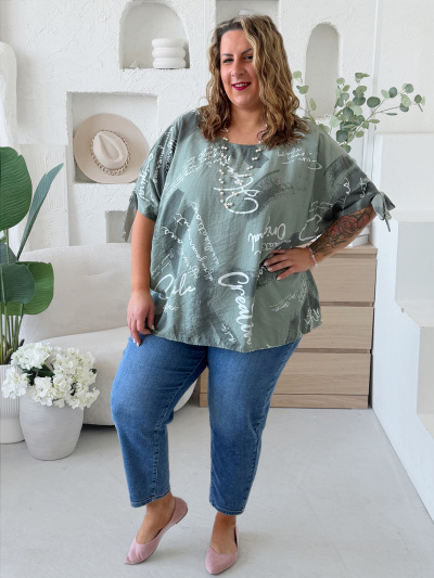 Volná halenka CikCak do 4XL - khaki