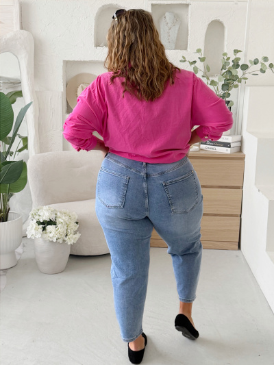 Lehká manšestrová bunda do 3XL - fuchsiová