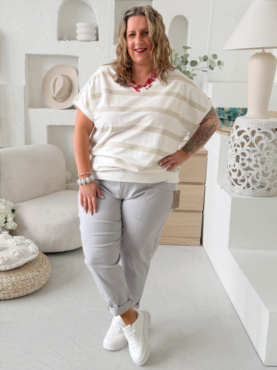 Elastické kalhoty Siera do 4XL šedé