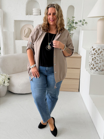 Lehoučká bunda na knoflíky s kapucí do 4XL fango