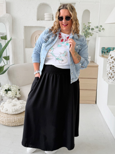 Sukně z nemačkavého materiálu do 5XL černá