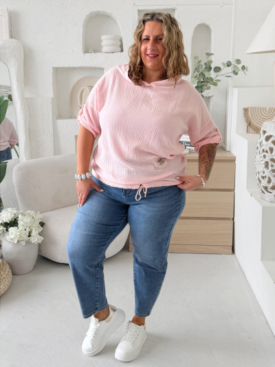Mušelínová mikina Dante do 3XL - růžová