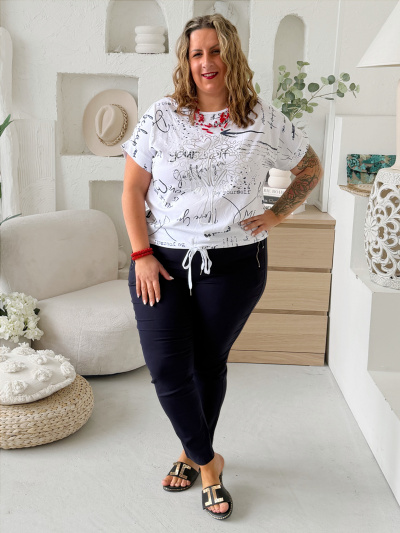 Superelastické strečové kalhoty Ivka tmavě modré