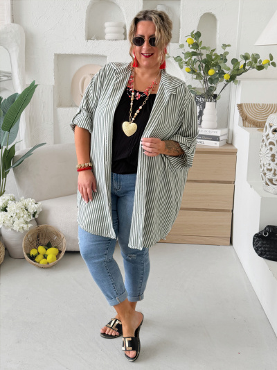 Krepová košile do 5XL - khaki