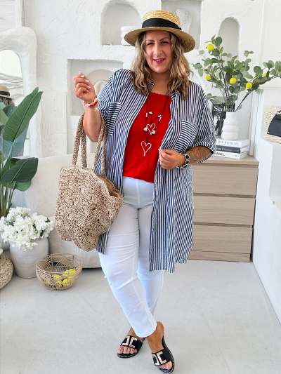 Superelastické strečové kalhoty Ivka bílé