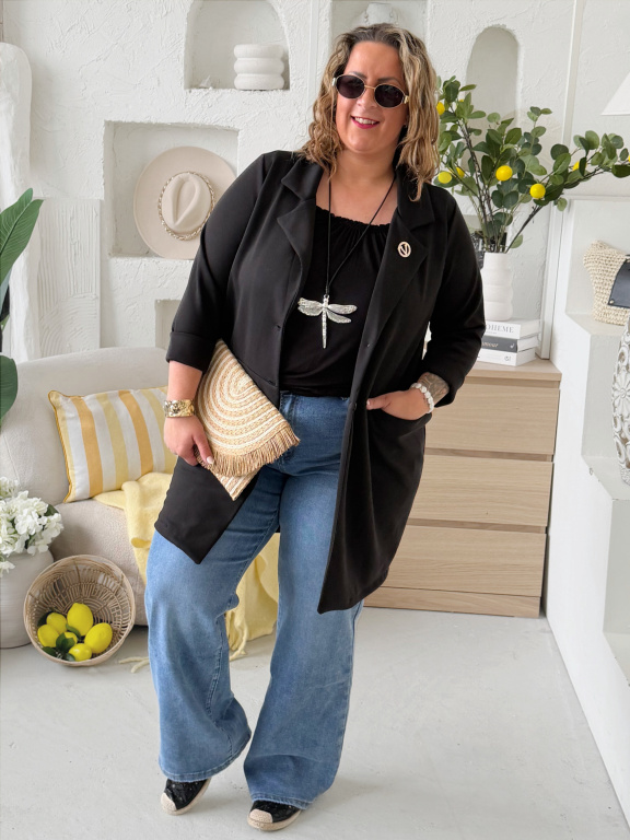 Delší máslové sáčko Gloria do 3XL - černé