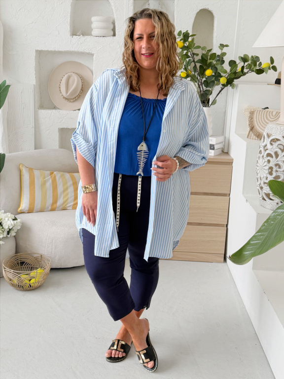 Superstrečové 7/8 kalhotové legíny Queen až na 5XL - tmavě modré