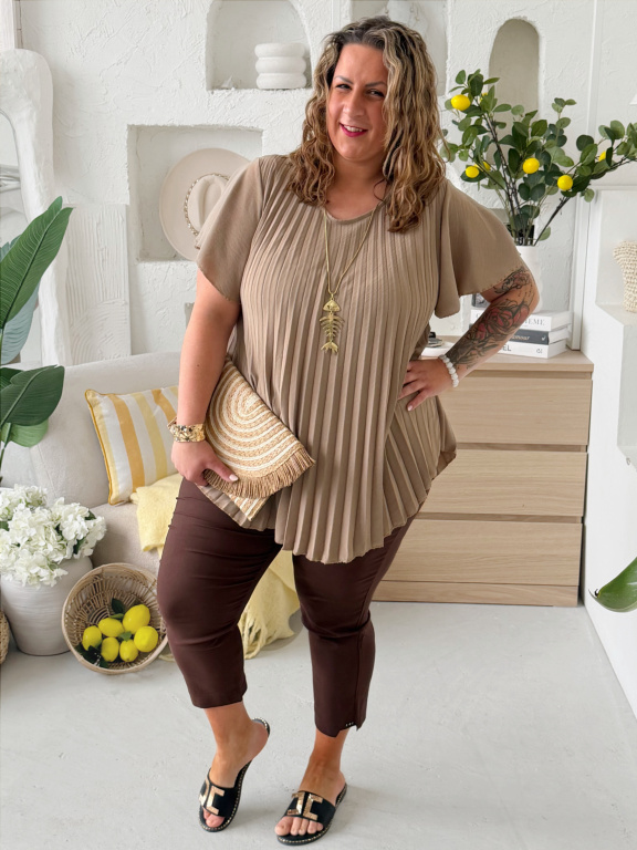 Superstrečové 7/8 kalhotové legíny Queen až na 5XL - čokoládové